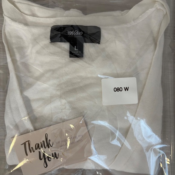 Mossimo White Cropped Cardigan Sweater Short Sleeve Button Front Women's L - Picture 12 of 12